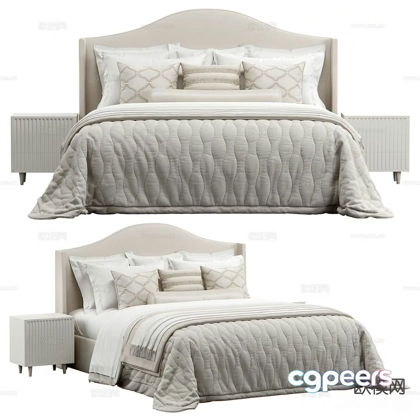 Hampton European double bed 3d model