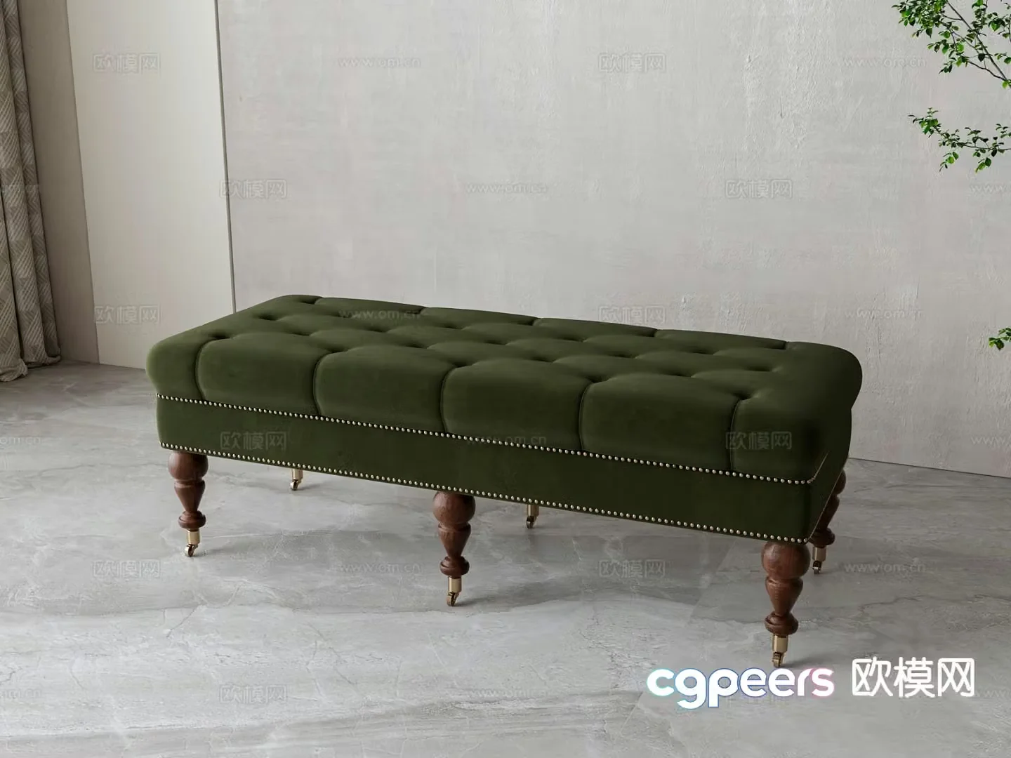 American stool bench 3d model