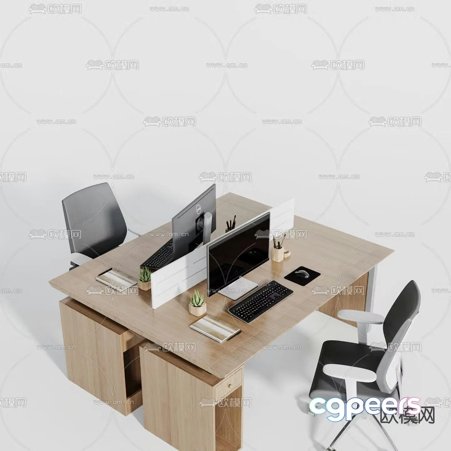 Office desk and chair position workstation 3d model