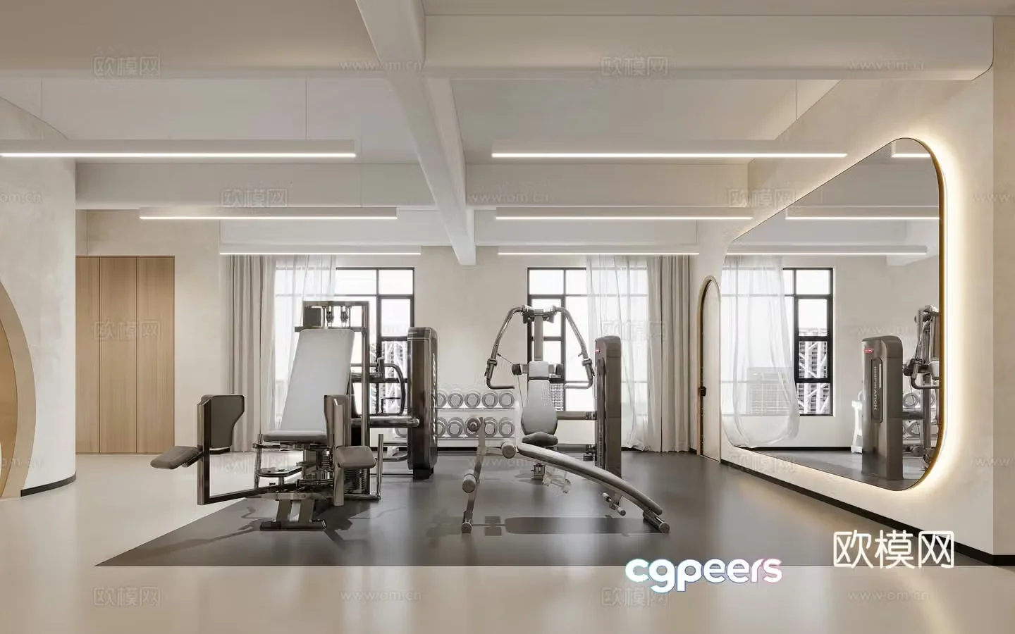 Modern yoga exercise area 3d model