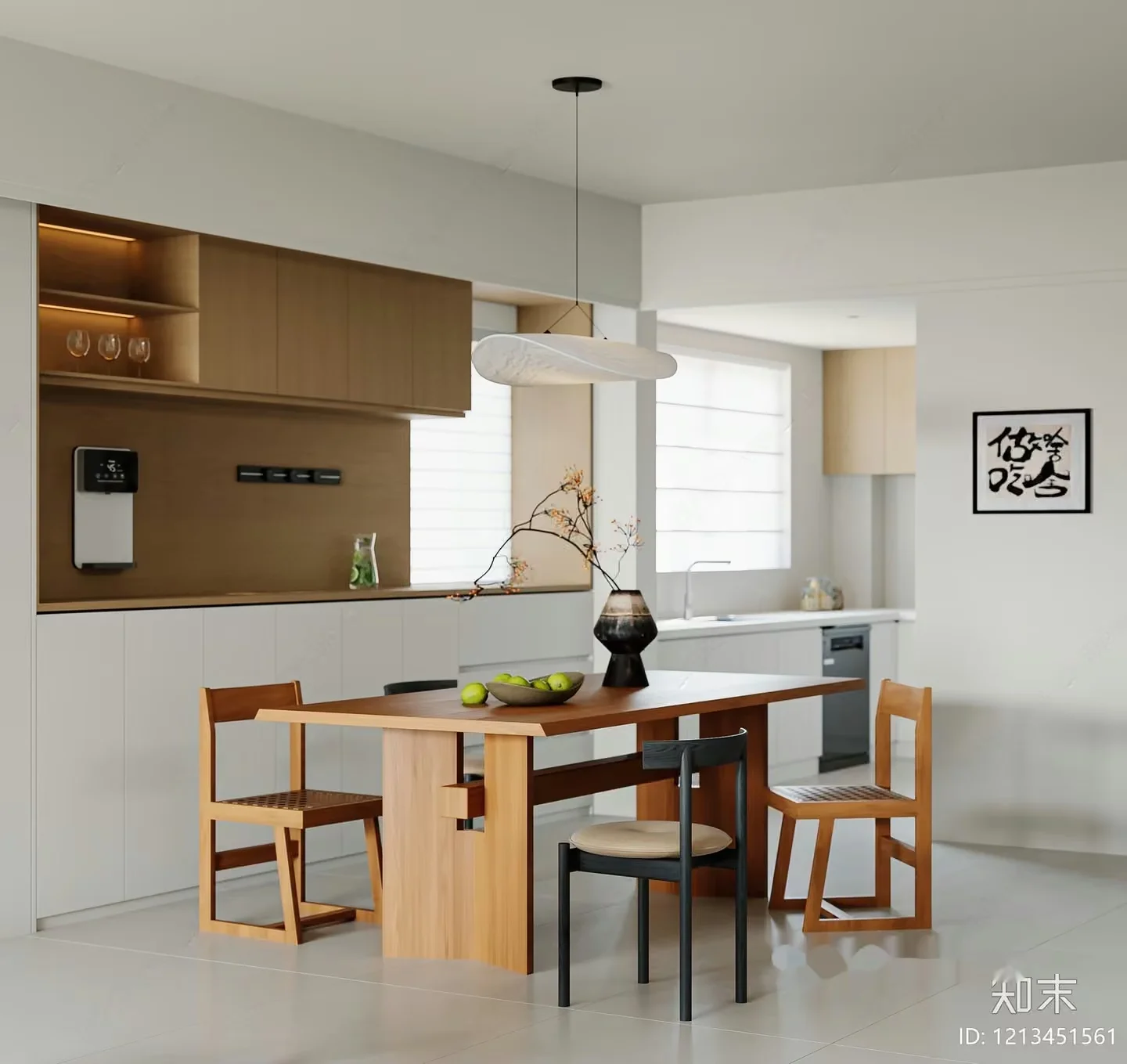 Modern Minimalist Dining Room 3D Model – 6916 – VRAY Render