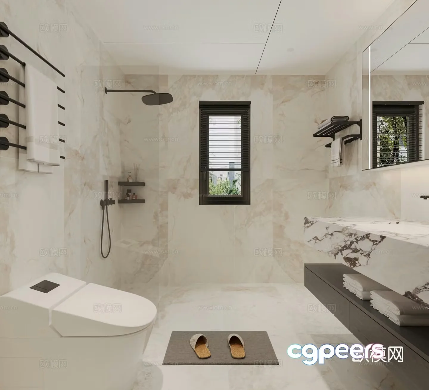 Modern minimalist bathroom 3d model