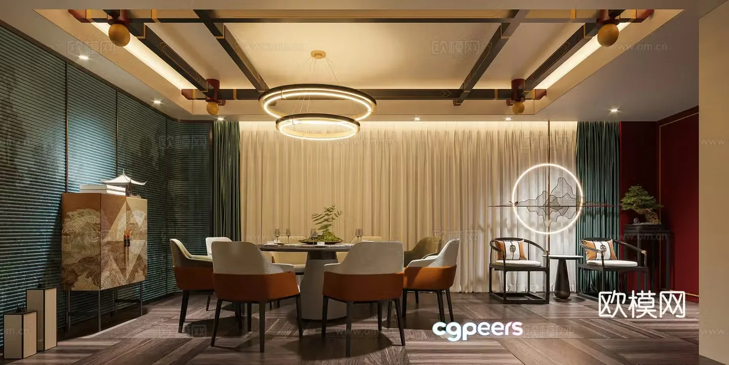 New Chinese restaurant private room 3D model