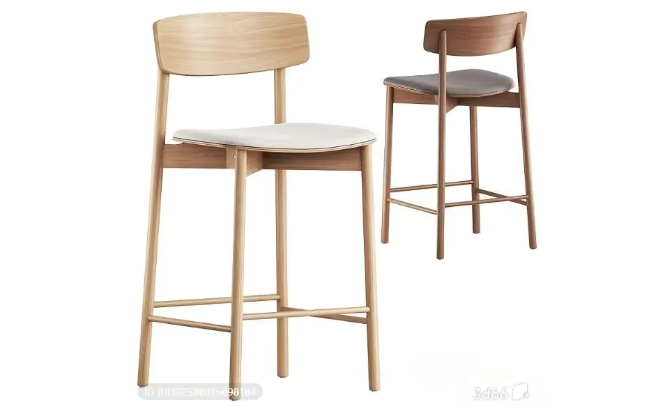 Wooden Bar Stools 3D Model – 18000 – VRAY Render