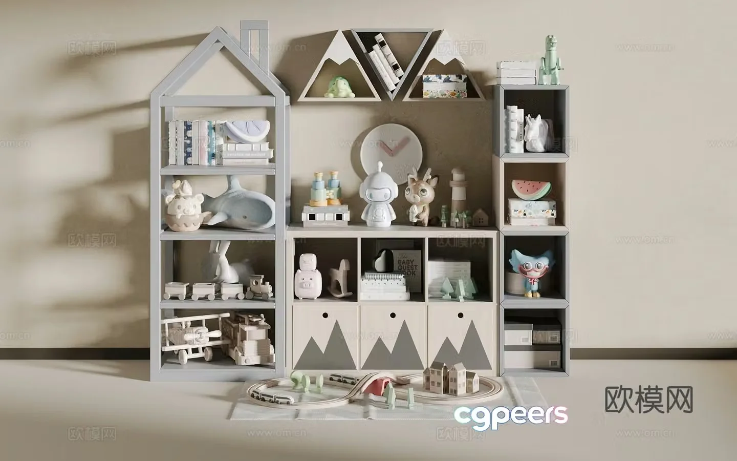 Children’s bookshelf toys 3d model