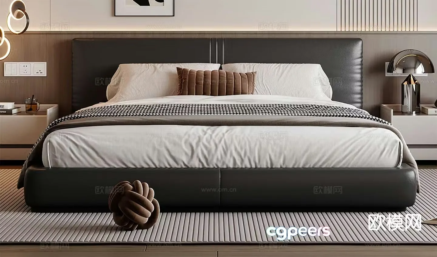 Italian double bed 3d model