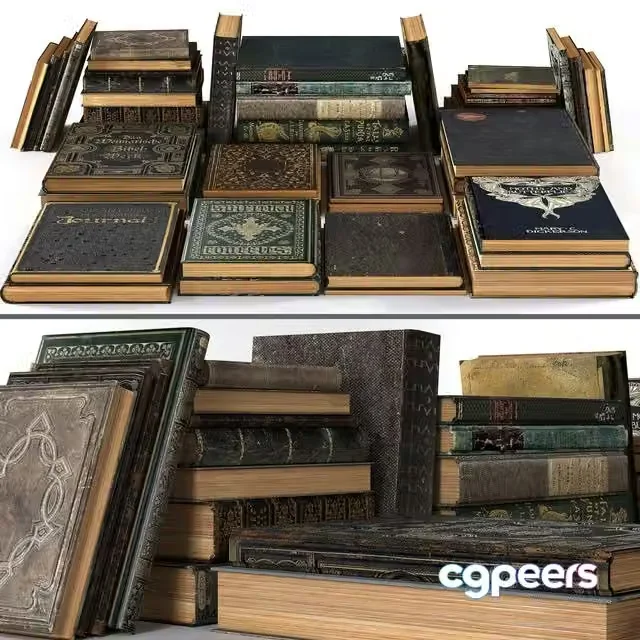 3ds Max Free – Book Stack Set Classic Old
