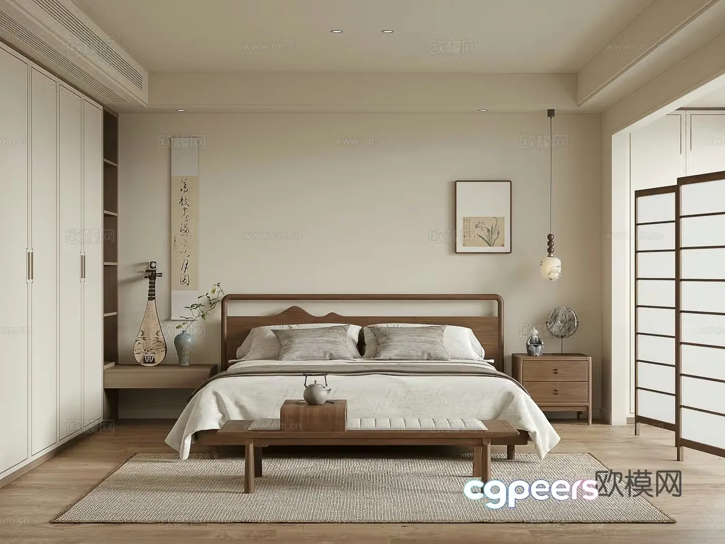 New Chinese bedroom 3D model