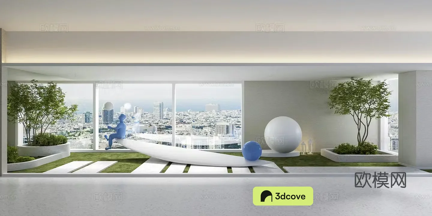 Modern interior landscape sculpture