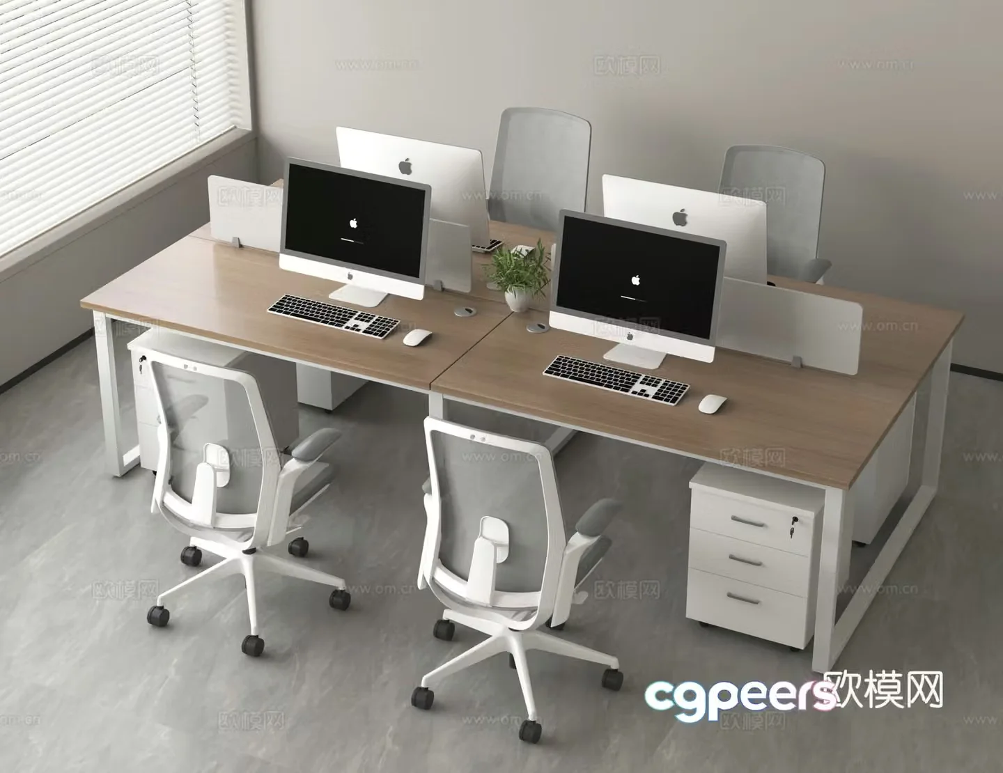 Office desk Workstation Post Card Office desk Chair Workschair 3D Model