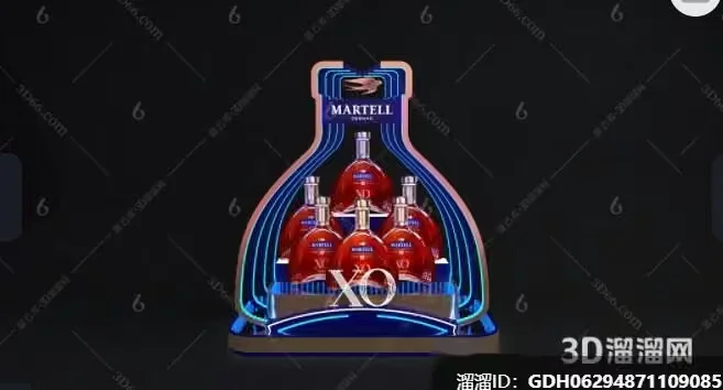 A Martell Xo Bottle Display 3D Model – 9336 – VRAY Render