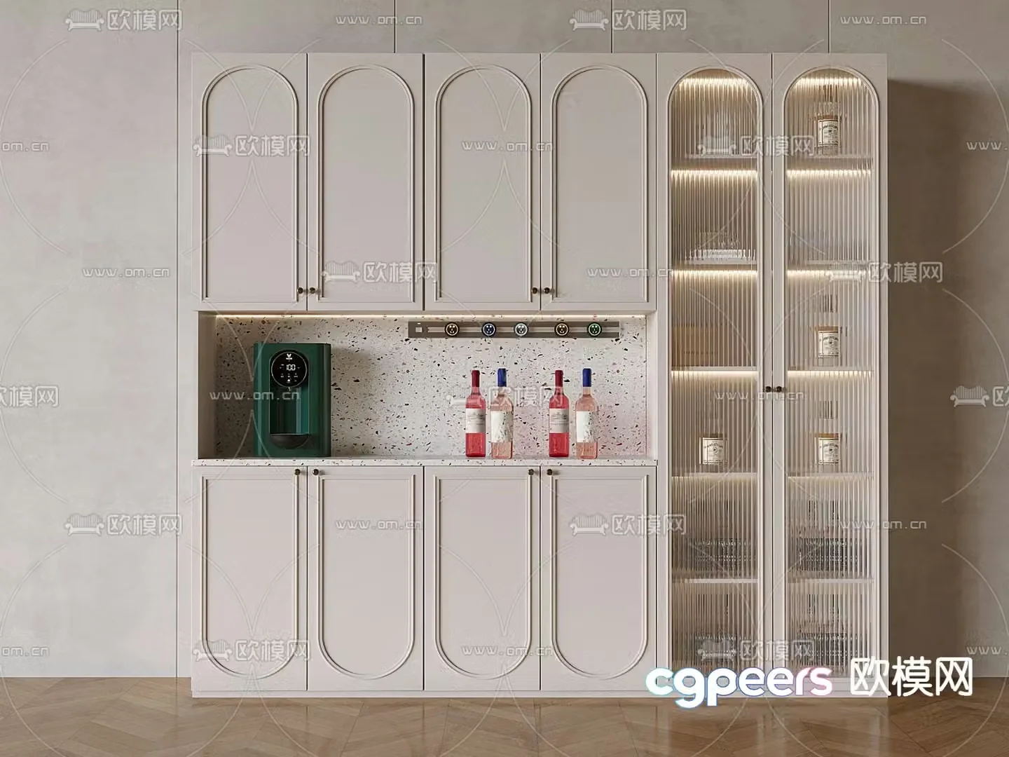 French wine cabinet glass wine cabinet 3d model