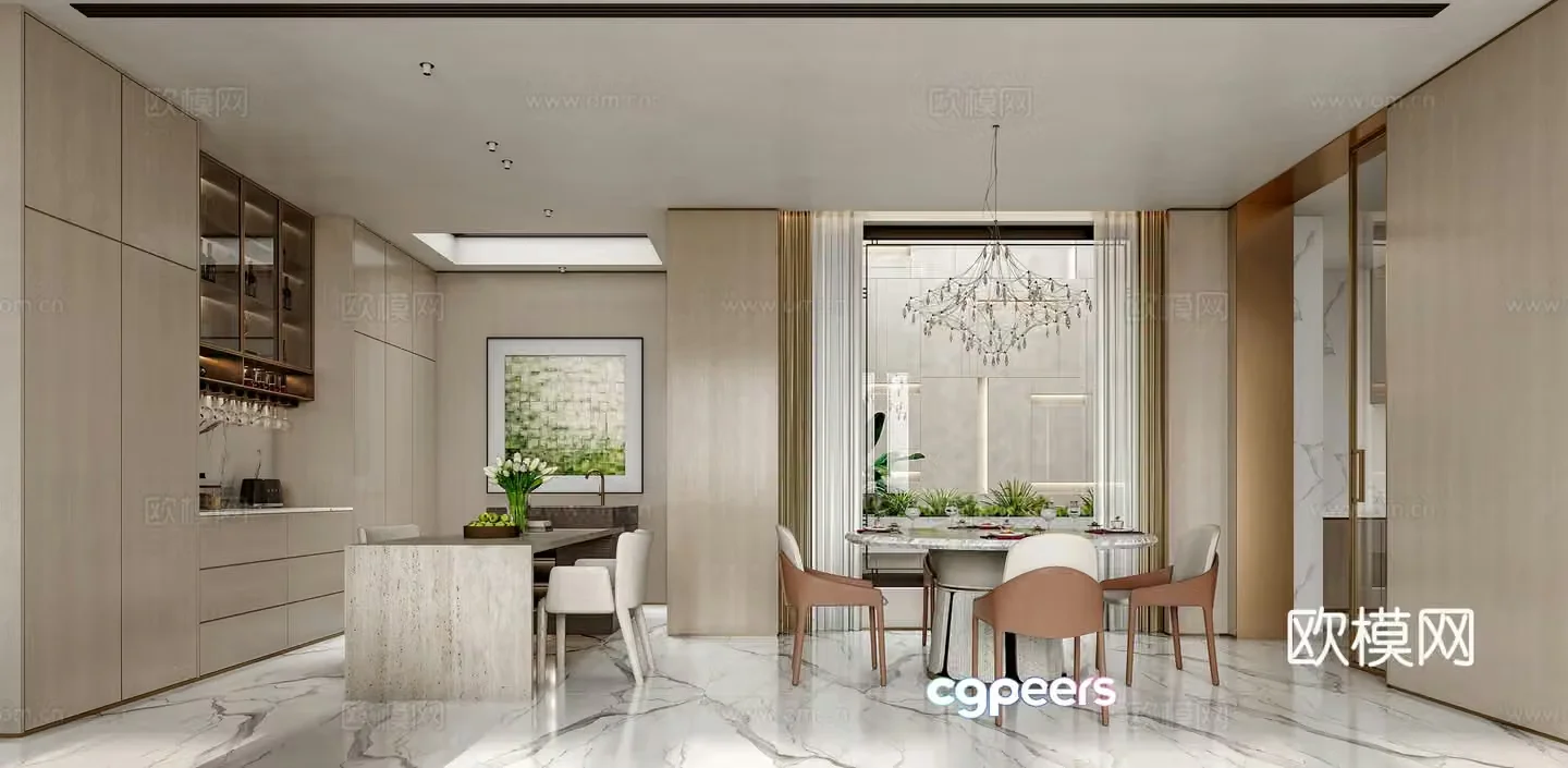 Light luxury restaurant 3D model