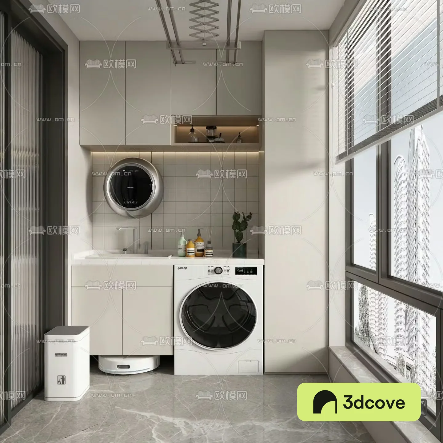 Modern balcony laundry room