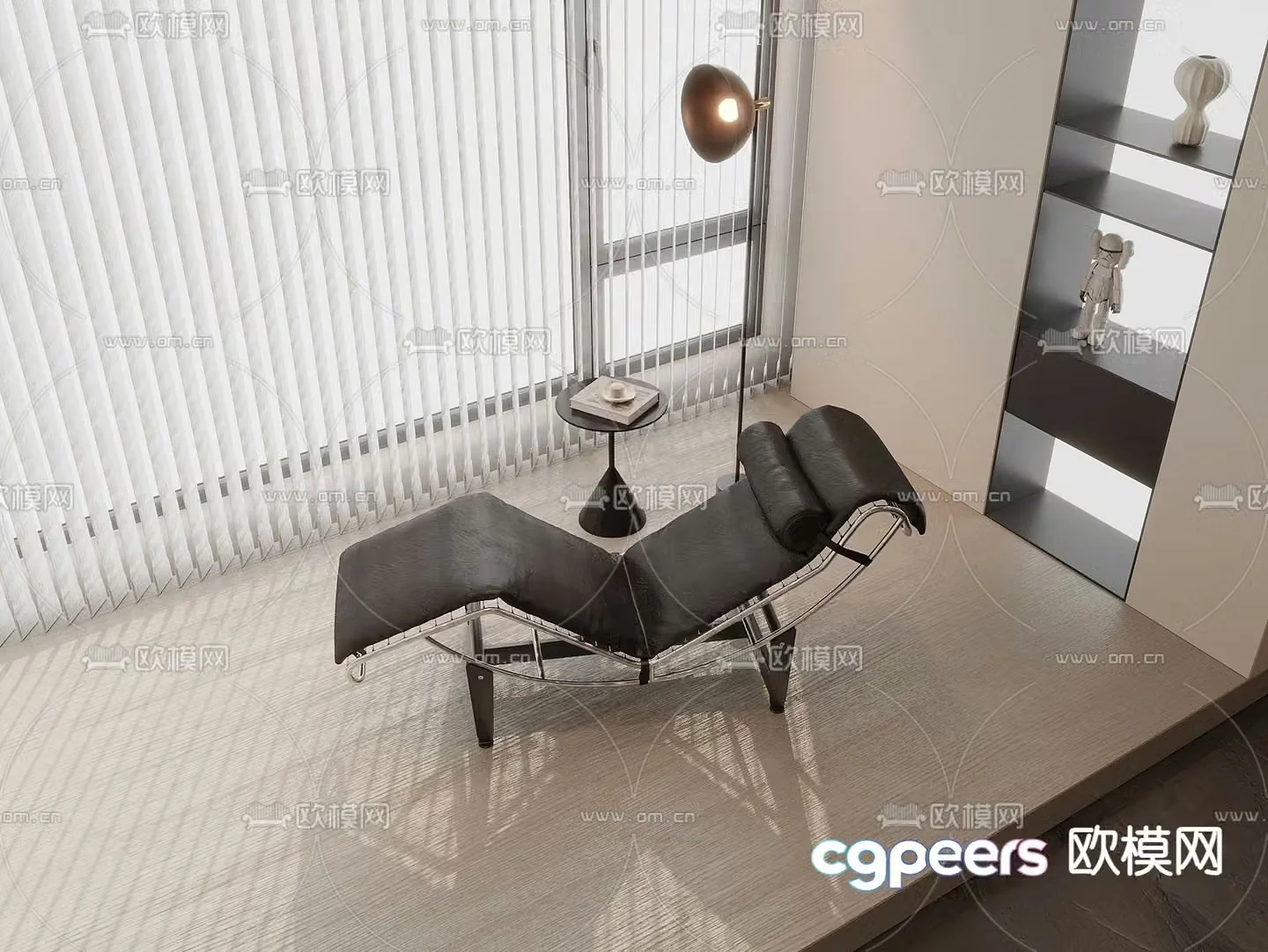 Leather lounge chair balcony chair leisure chair 3d model