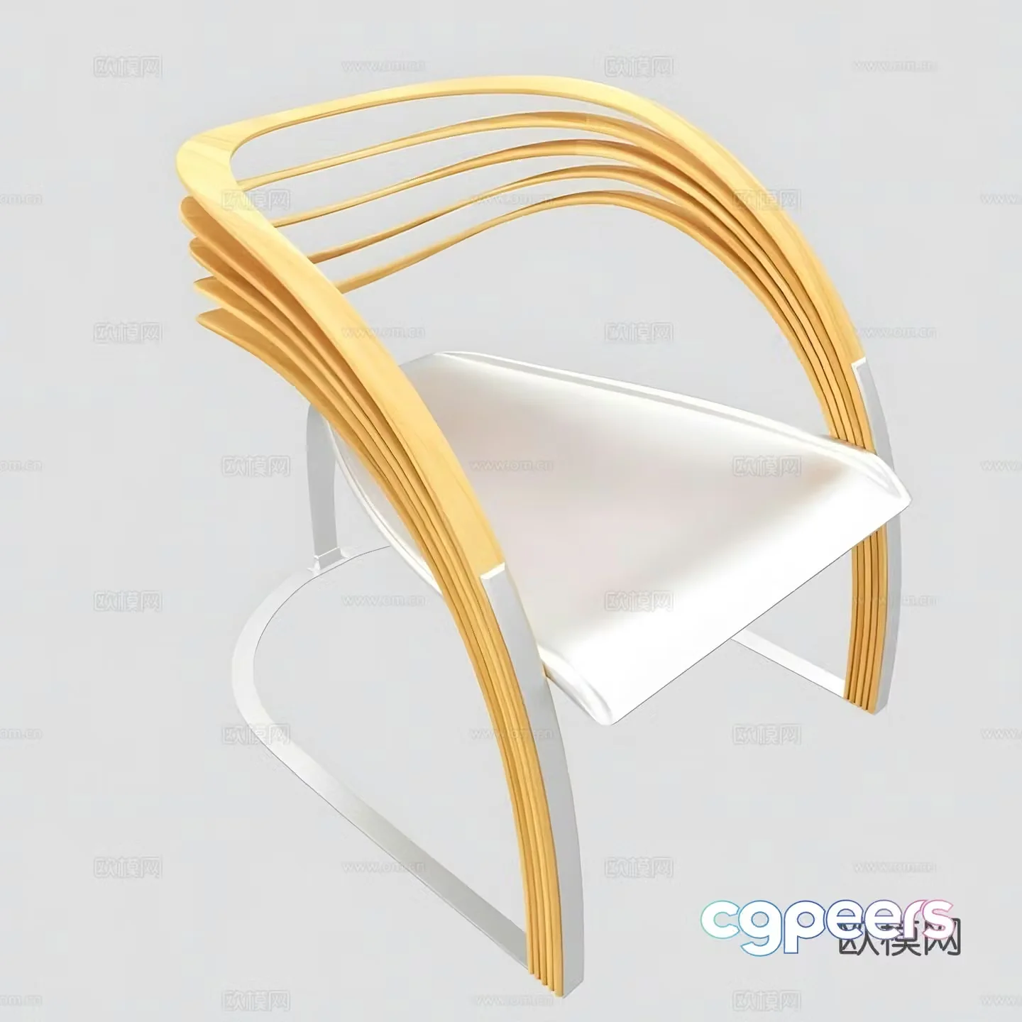 Metal wood chair leisure chair 3d model