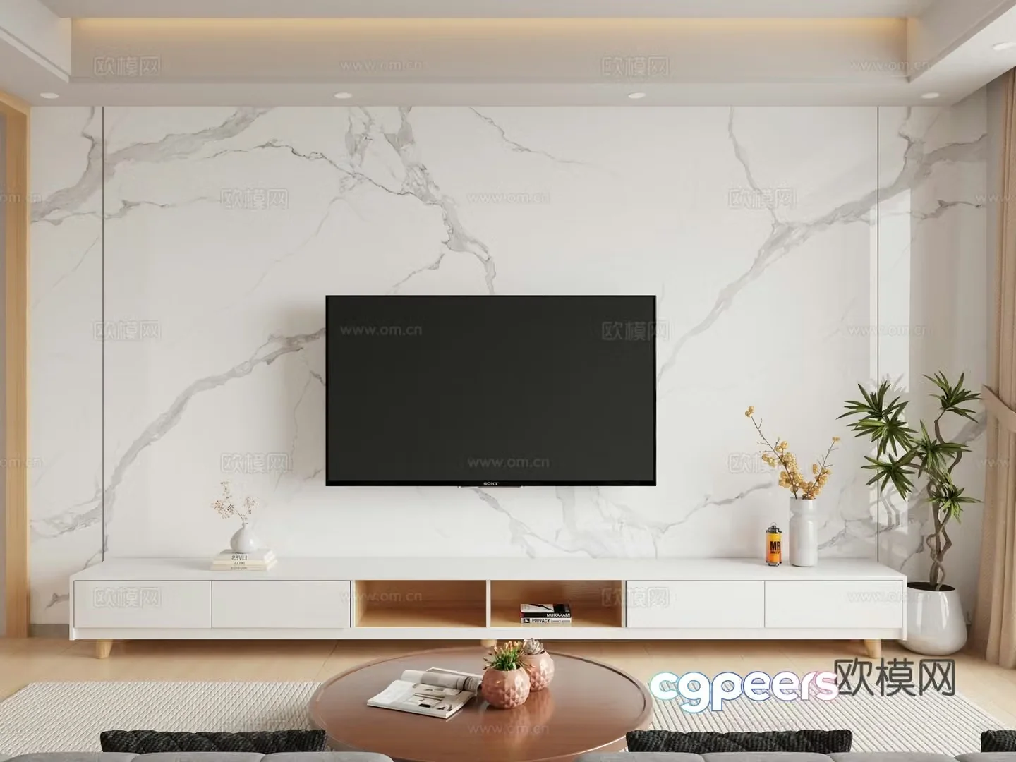 Modern background wall TV background 3d model