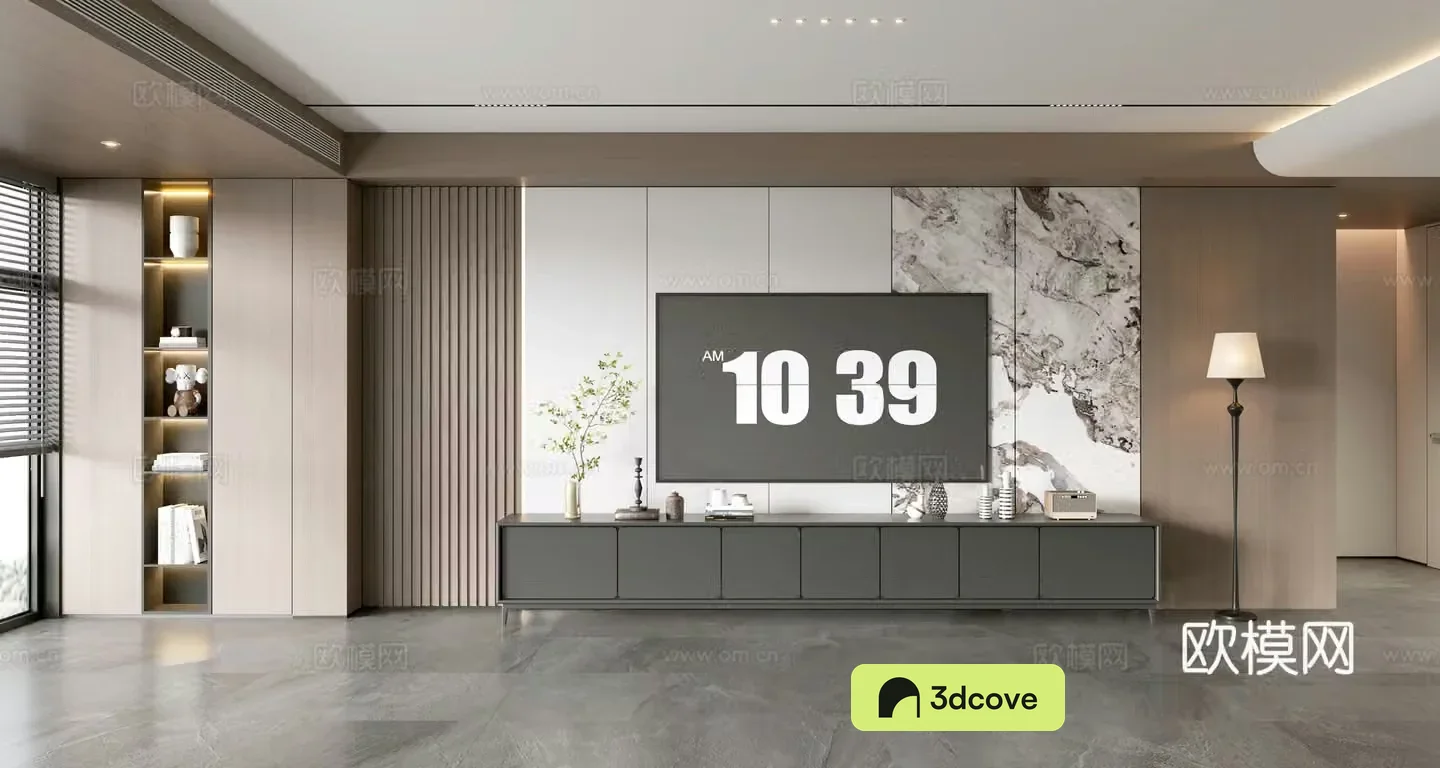 Modern simple living room light luxury TV background wall TV set full wall TV cabinet combination