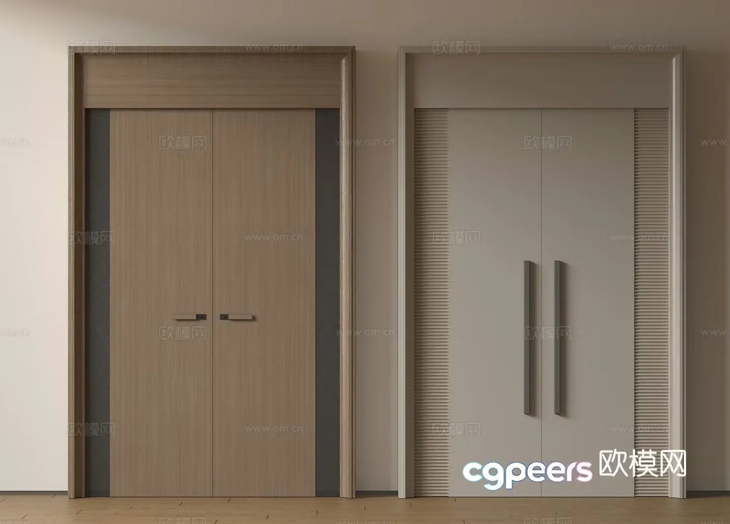 Modern double-opening door swing door entrance door security door top double-opening door main door mother and child door 3D model