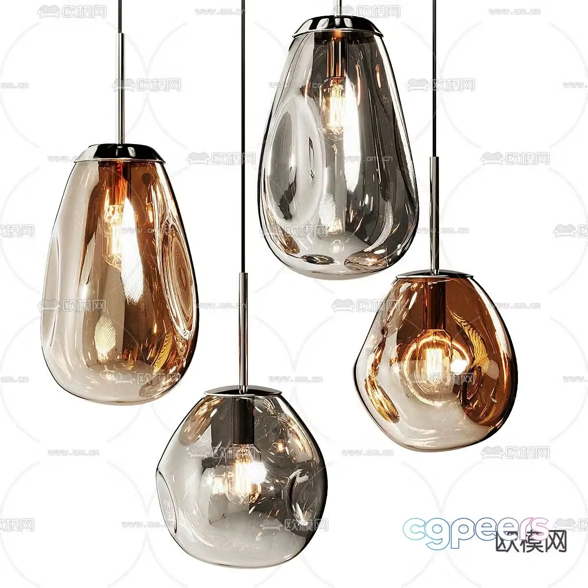 Water drop head chandelier 3d model