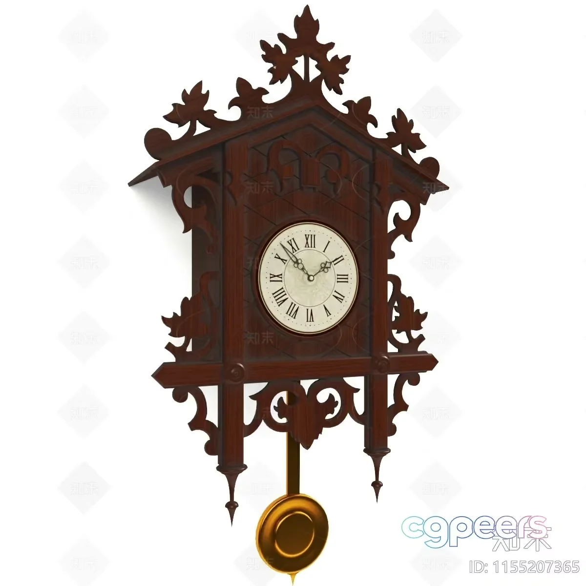 Traditional Wooden Clock 3D Model – 21051 – VRAY Render
