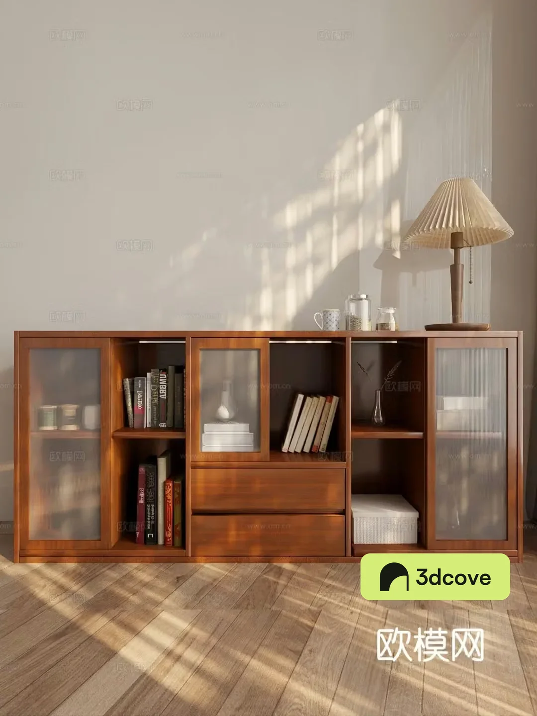 Wabi-sabi bookcase low cabinet