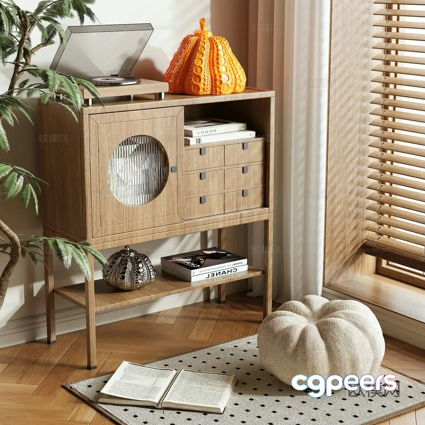 Wabi-sabi entrance cabinet 3d model