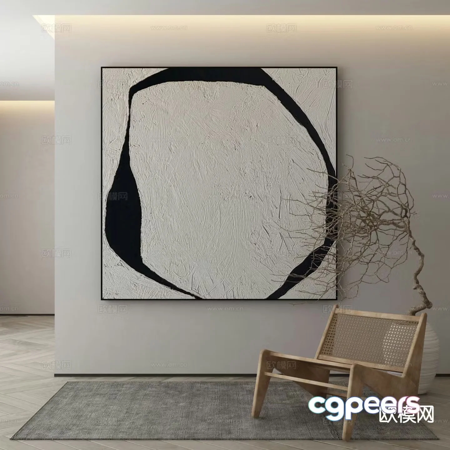 Modern decorative painting black and white hanging painting 3d model