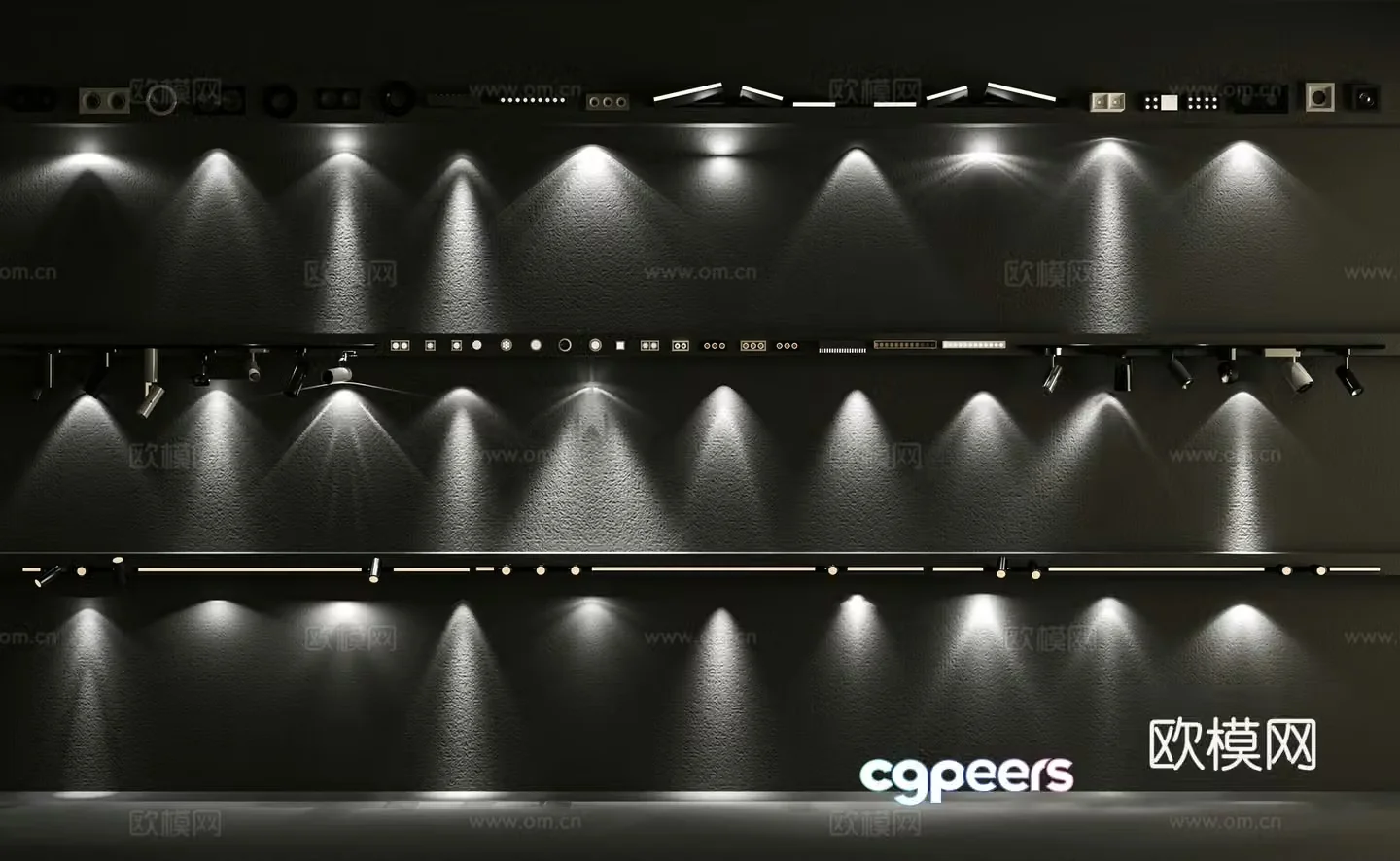 Modern downlight spotlight combination IES light source magnetic light track light turn signal 3d model