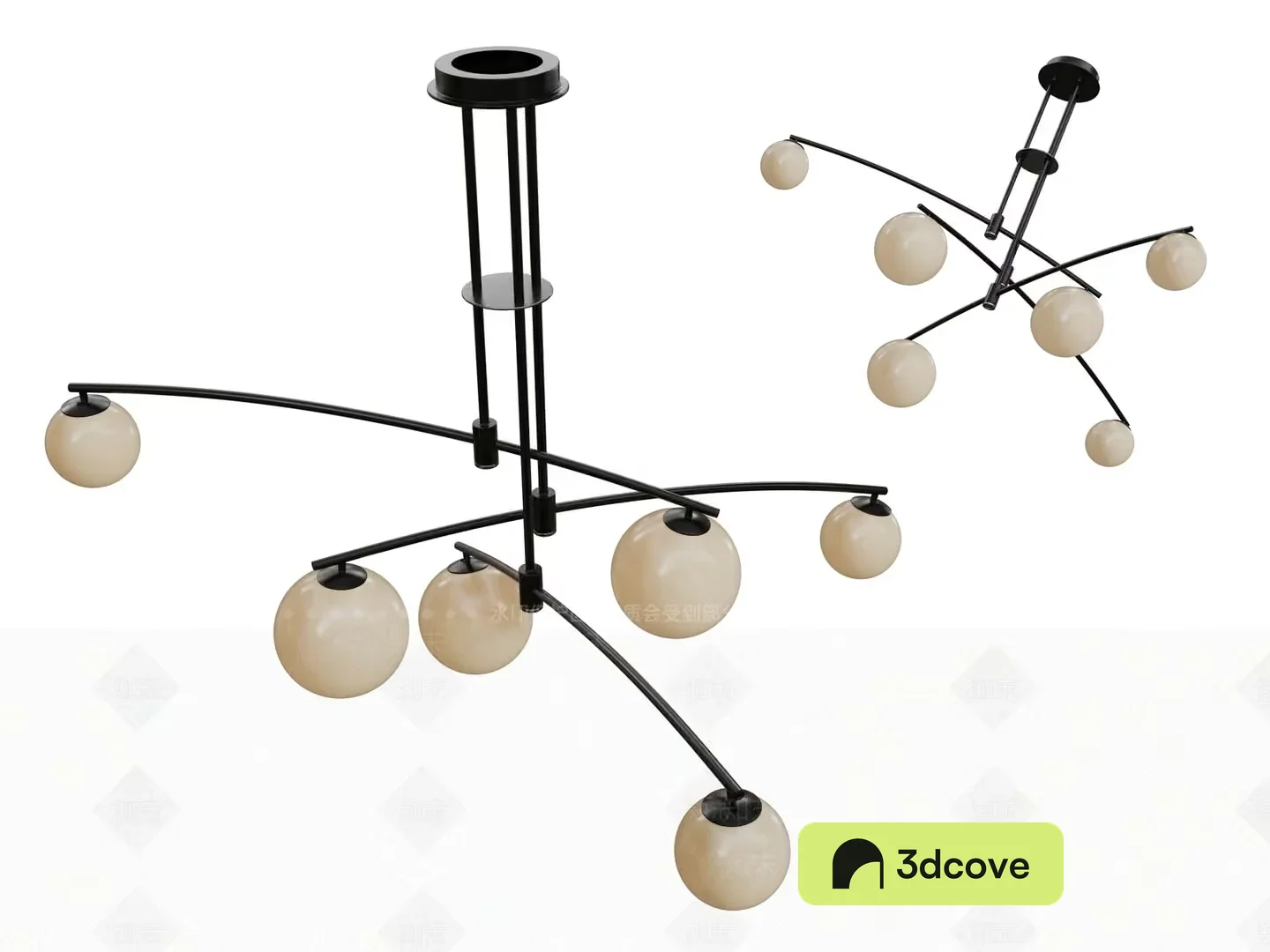 A Black Chandelier With White Lights