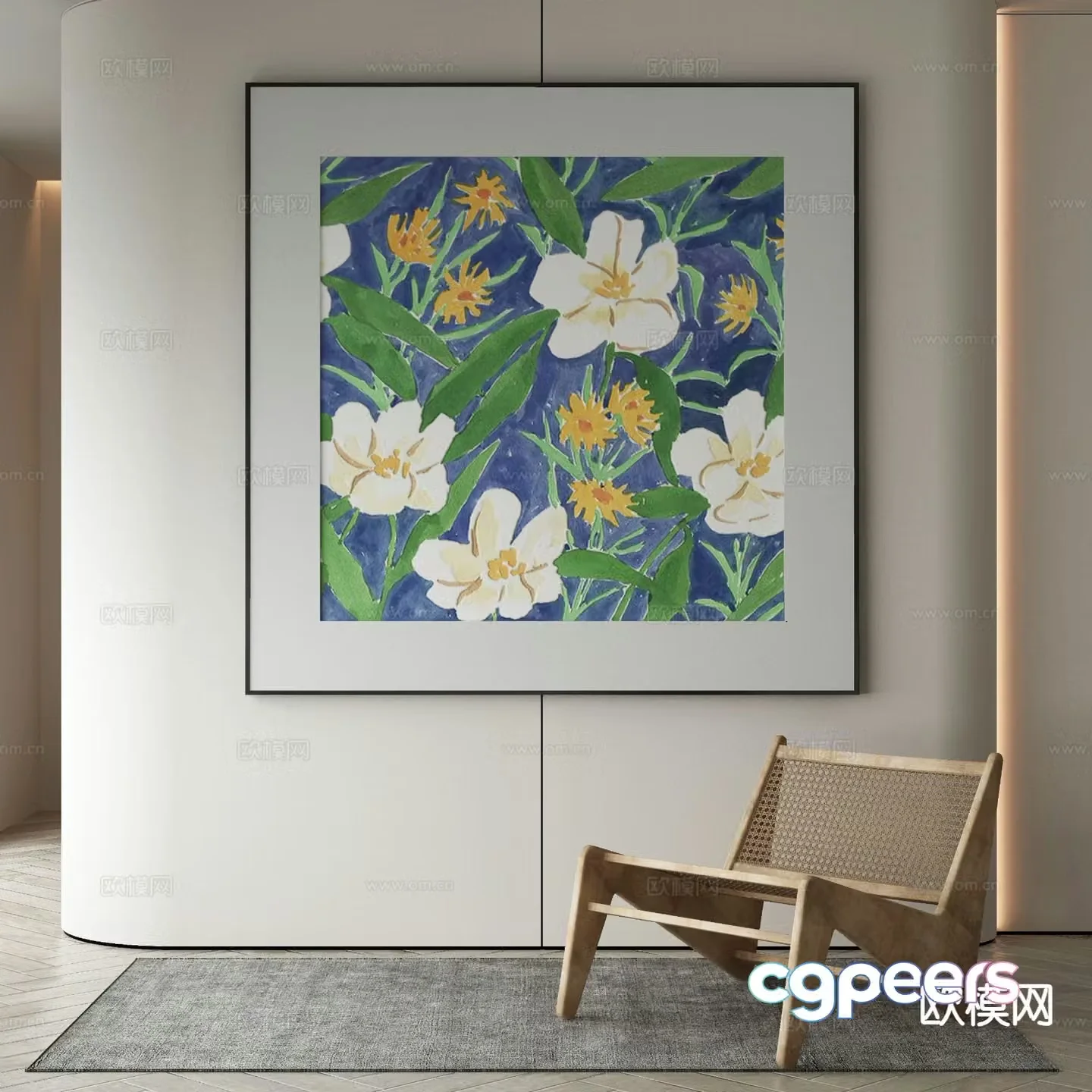Modern decorative painting flower oil painting 3d model