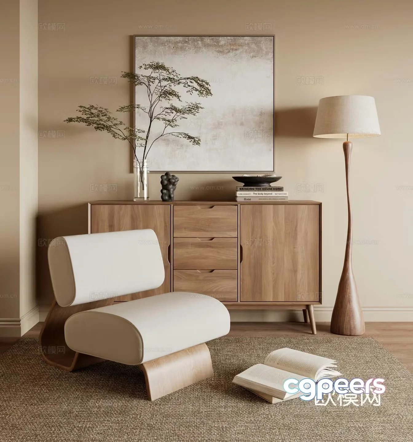 Modern Wasabi Wind Side Cabinet 3D Model