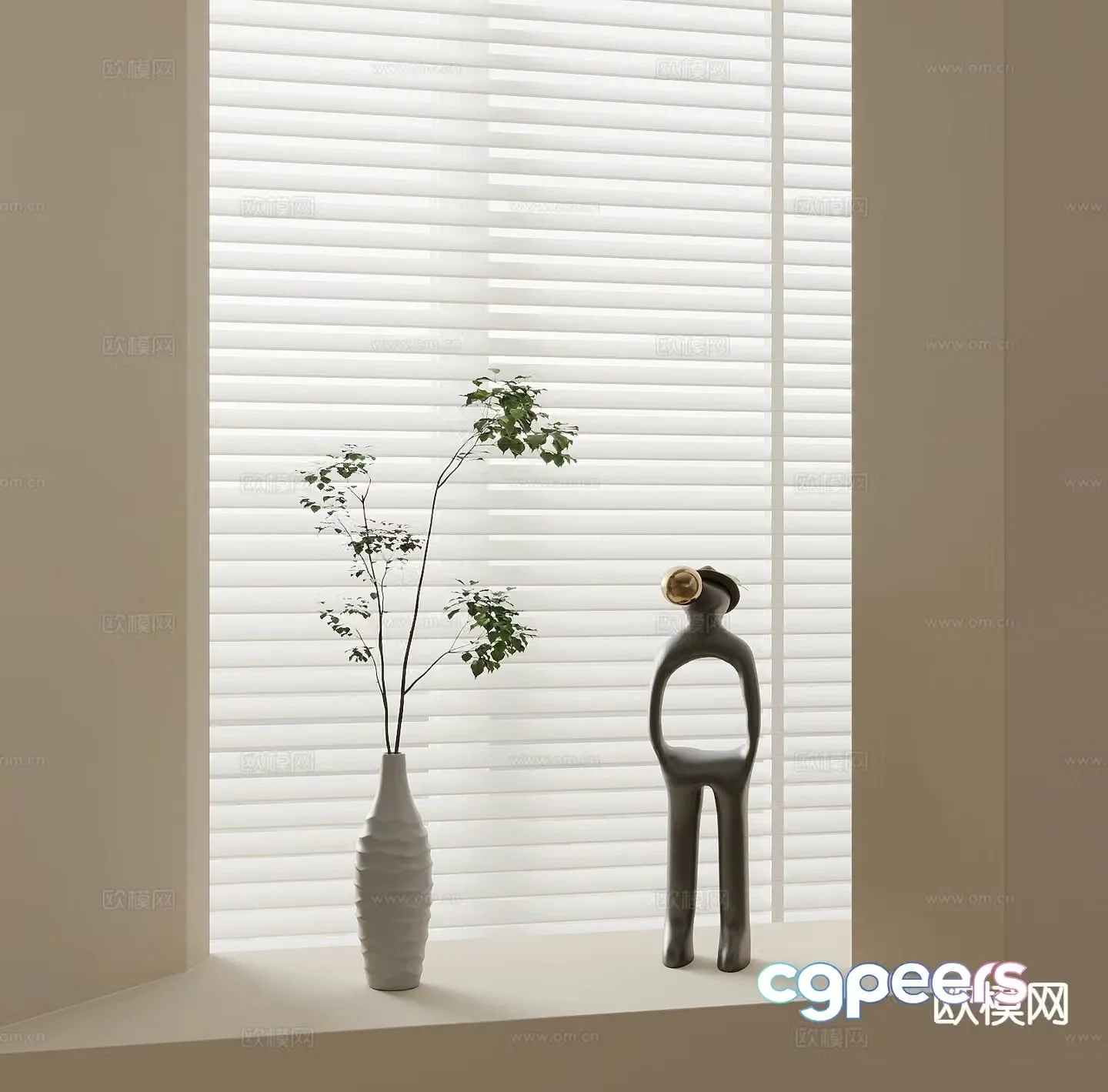modern vase floral aquatic plant 3d model