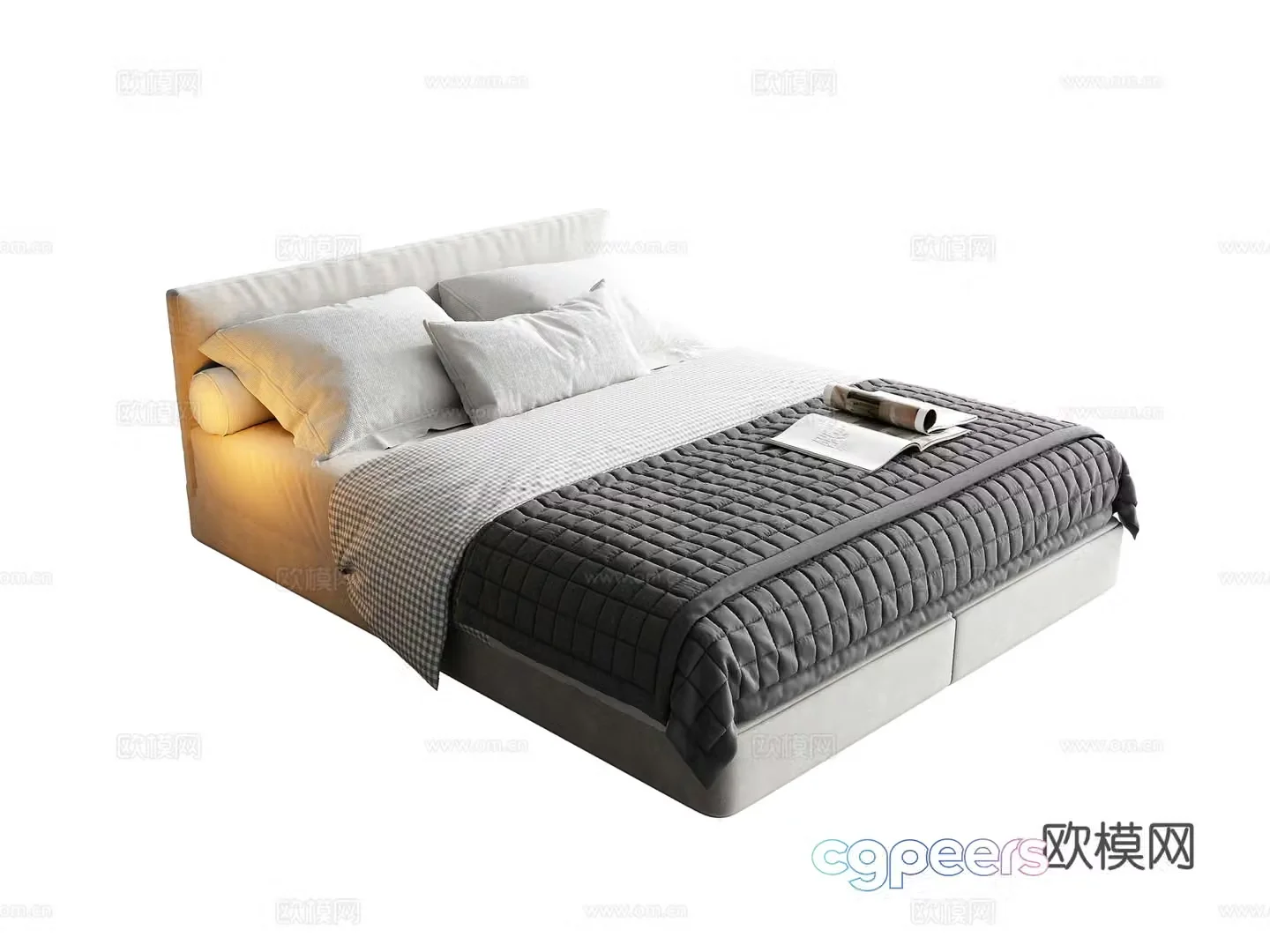 Modern simple single bed 3d model
