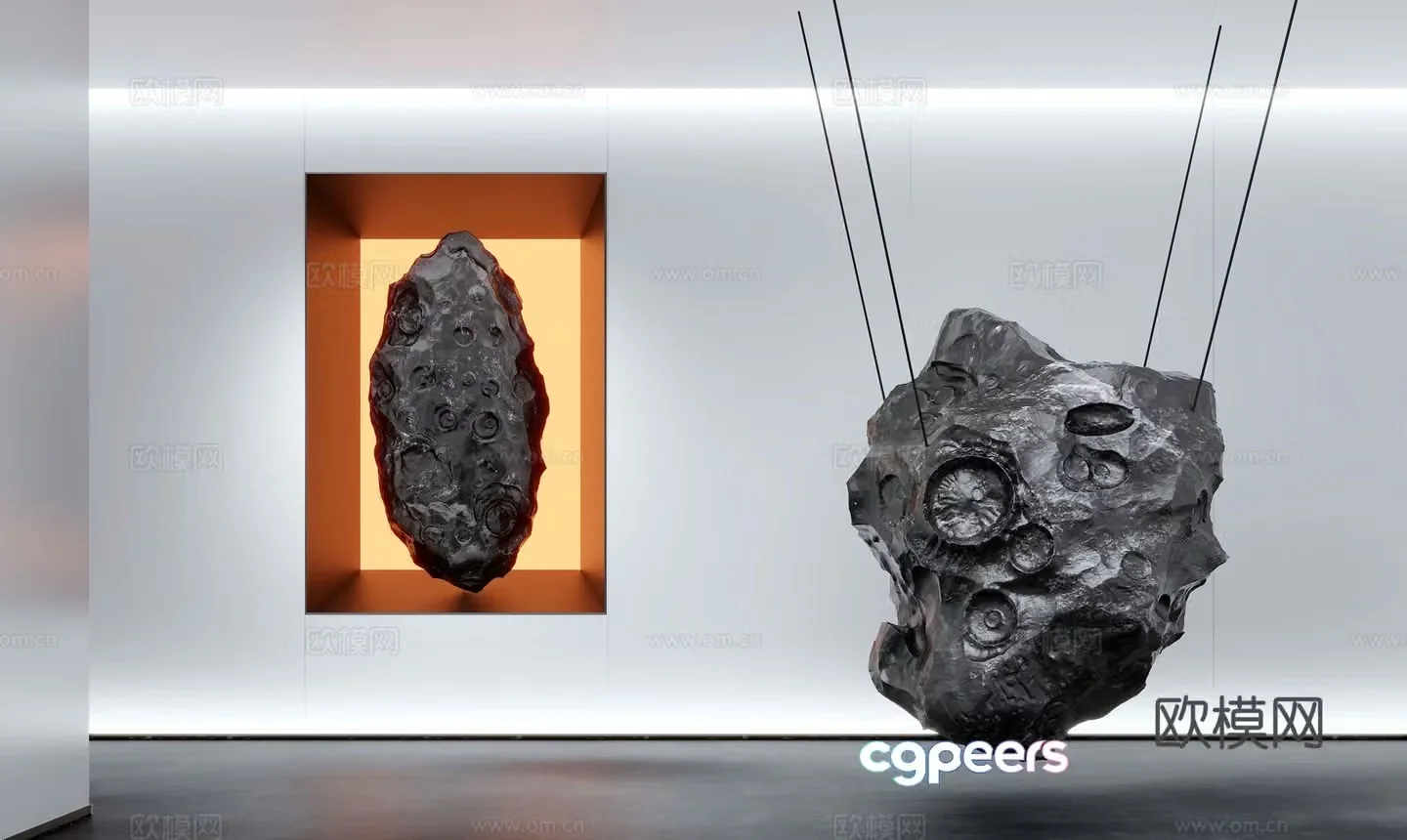 Stone sculpture meteorite device 3d model