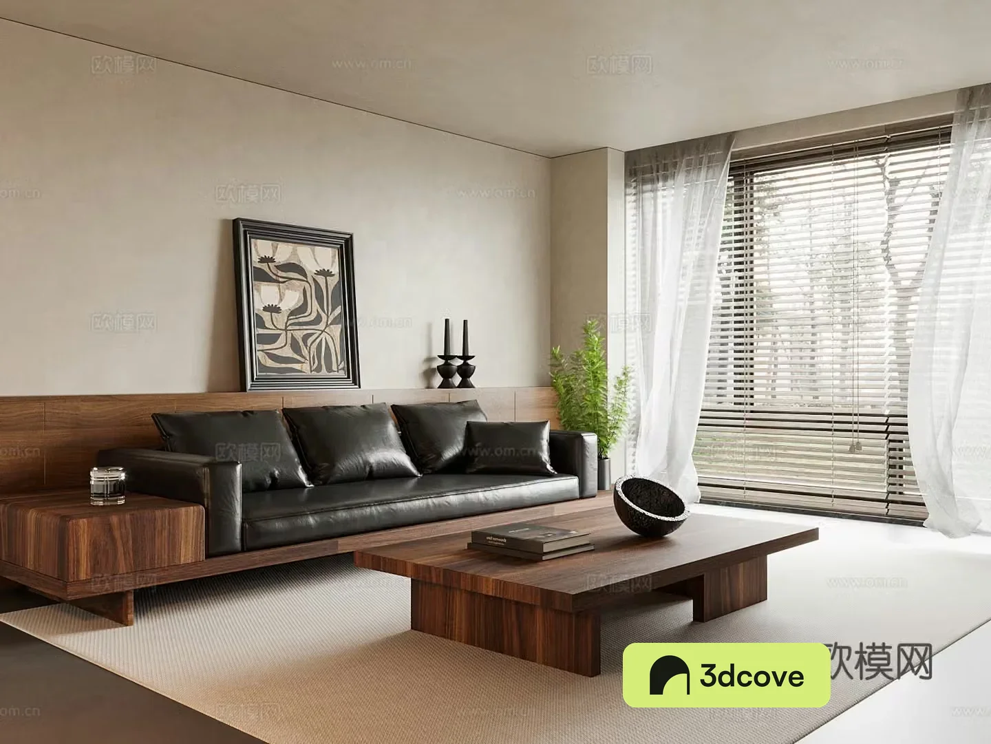 Medium style sofa coffee table combination 3D model