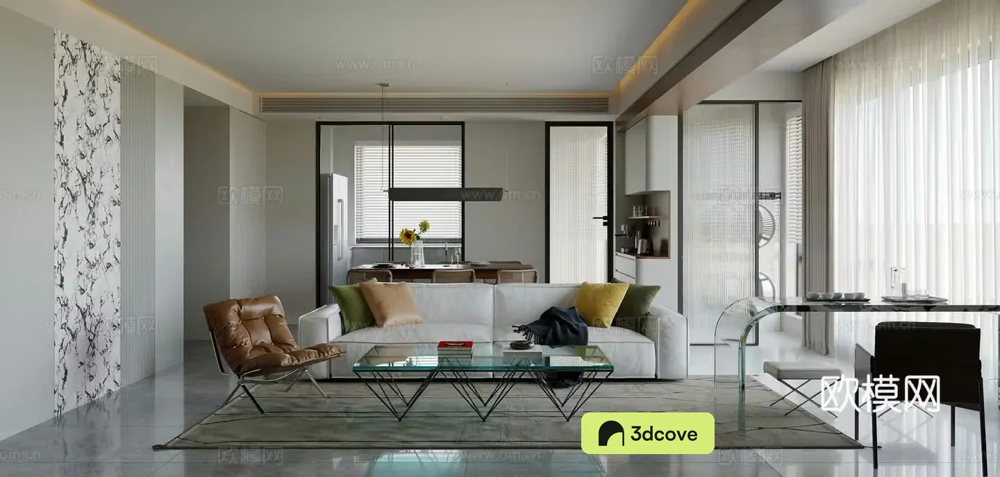 Modern living and dining room