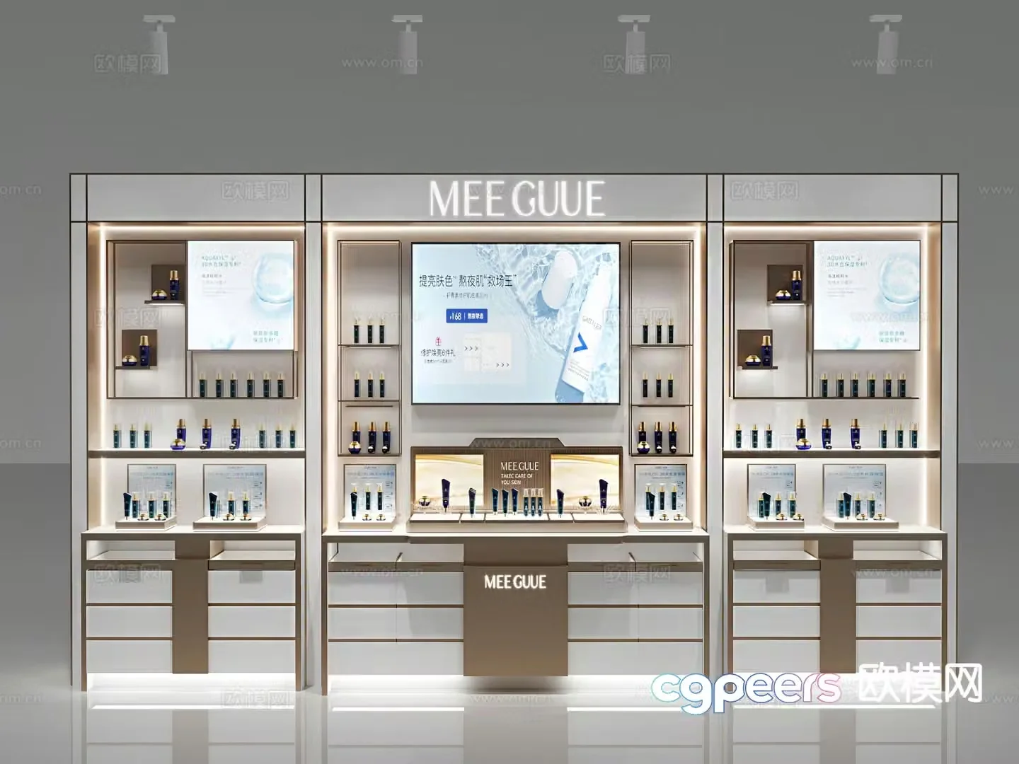 Shelves back cabinets skin care cabinets store display cabinets 3D model