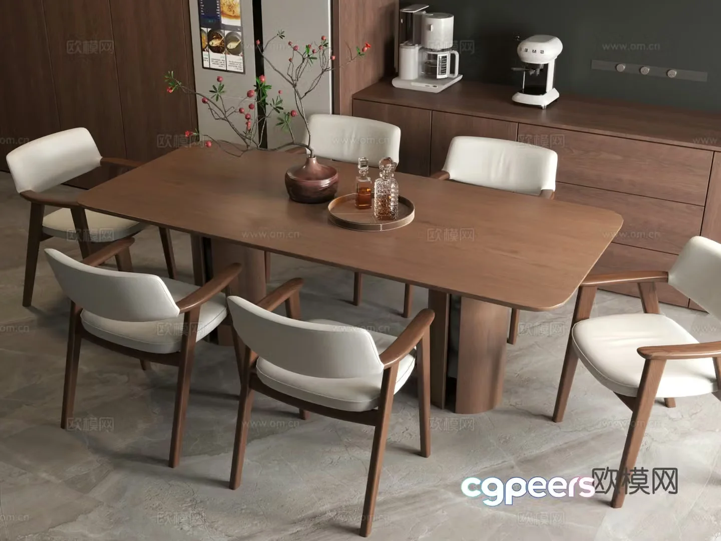 Modern dining table medieval dining table wabi-sabi dining table dining table chair 3d model