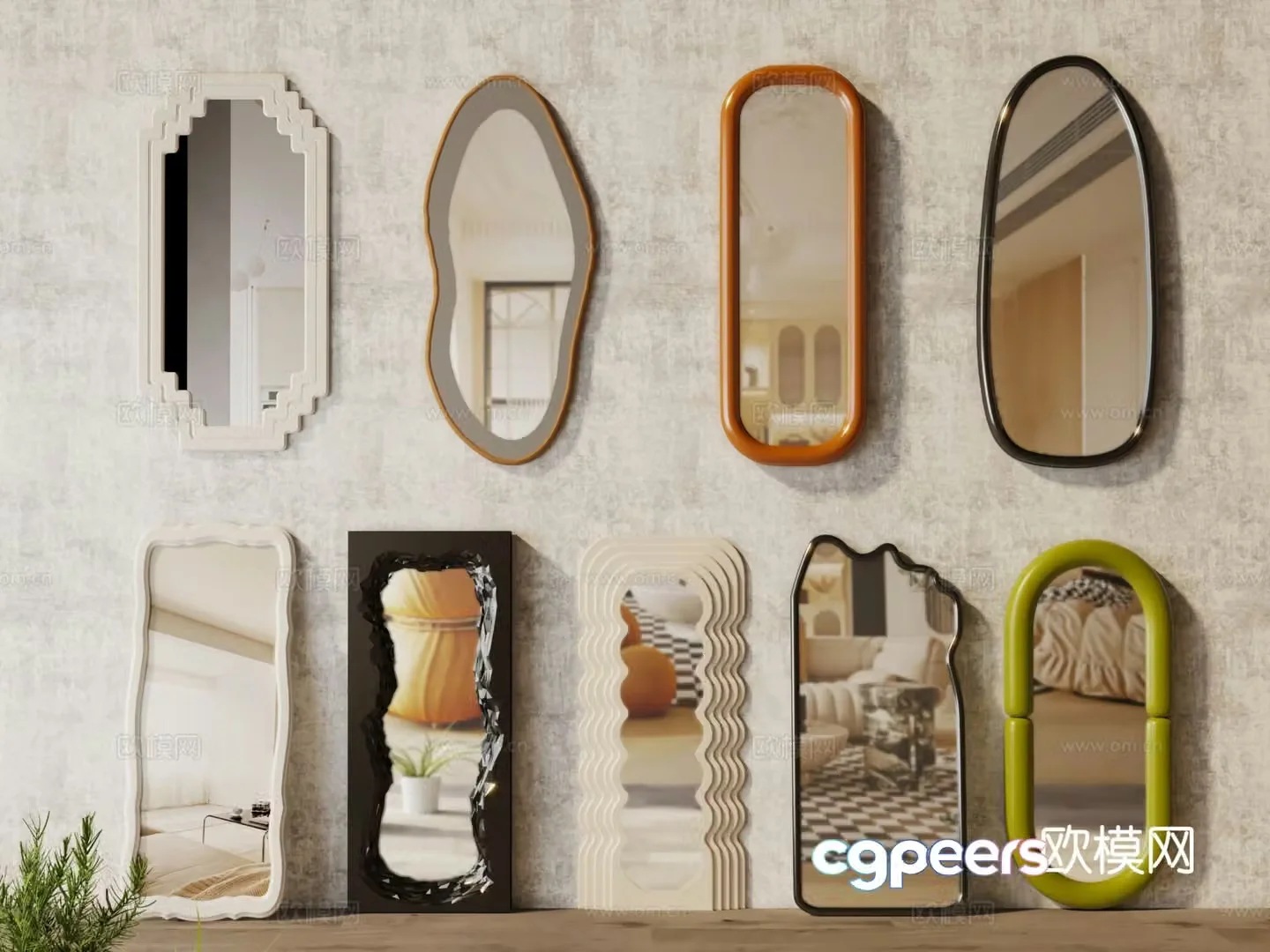Mirror full-length mirror decorative mirror floor mirror full-length mirror 3d model