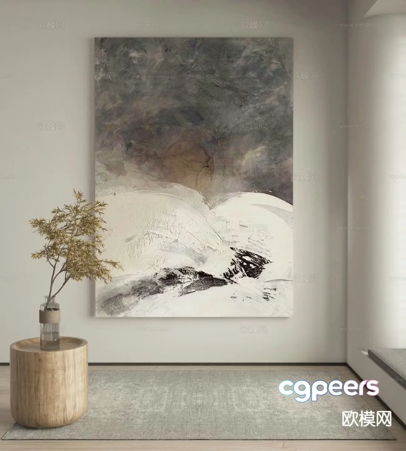 Wabi-sabi painting texture painting decorative painting hanging painting 3D model