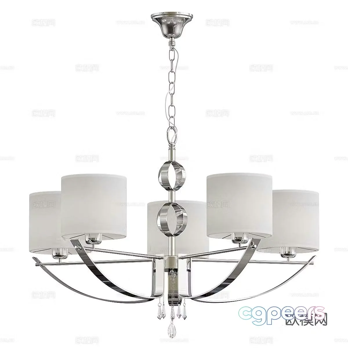 Simple chandelier light luxury chandelier multi-head chandelier paper chandelier hotel chandelier restaurant chandelier 3D model