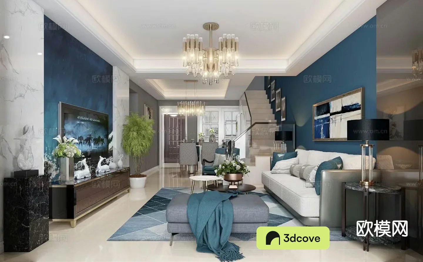 Light luxury guest restaurant duplex living room