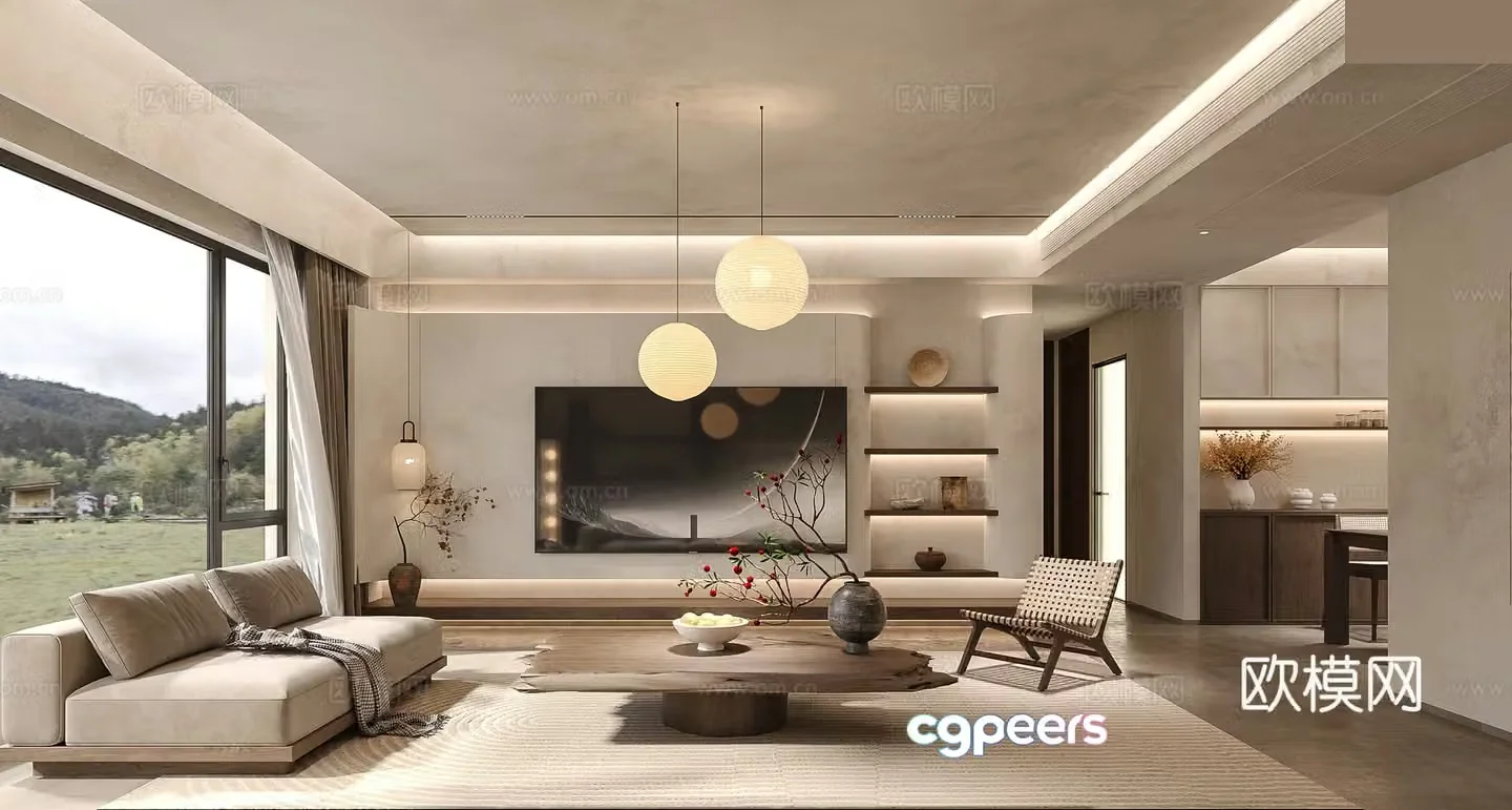 Wabi-sabi living room 3d model
