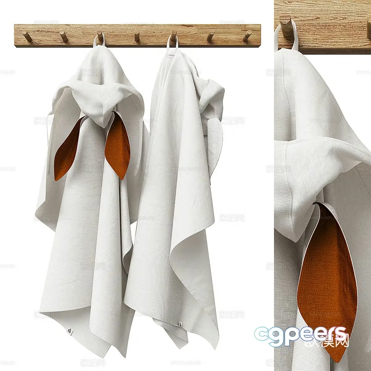 Hooded baby towel linen towel 3d model