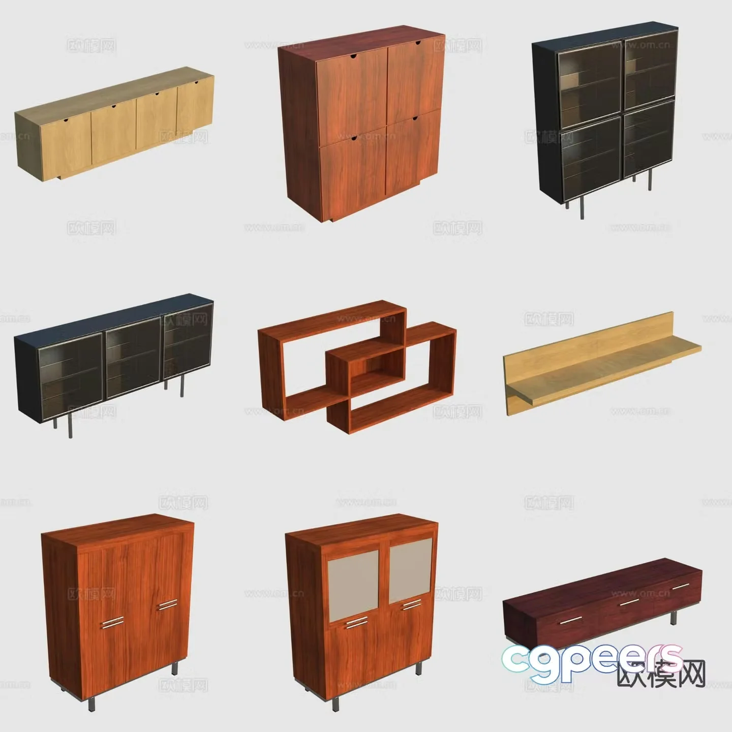 Log style TV cabinet chest of drawers side cabinet 3D model