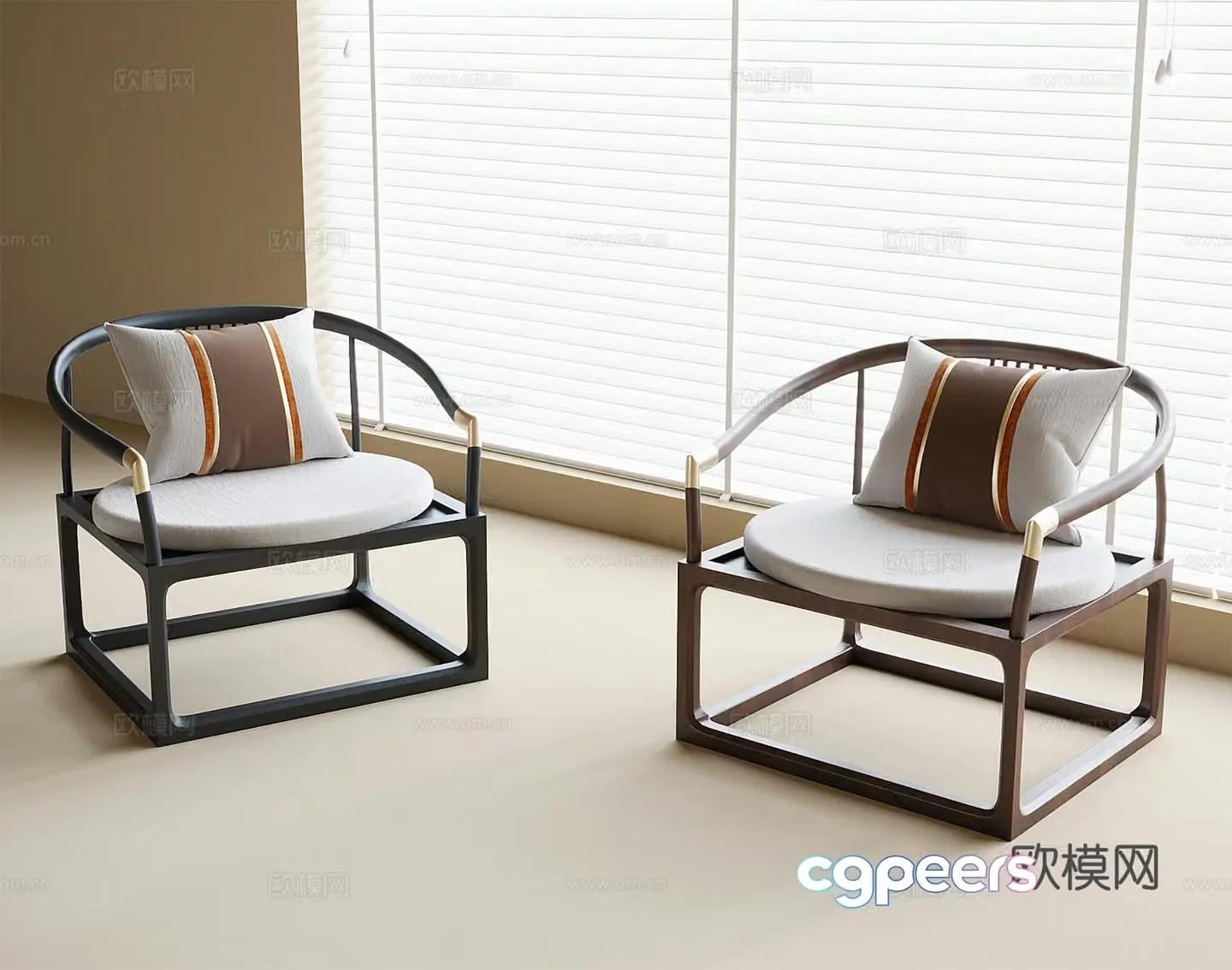 New Chinese style armchair tea chair leisure chair single chair dining chair 3d model