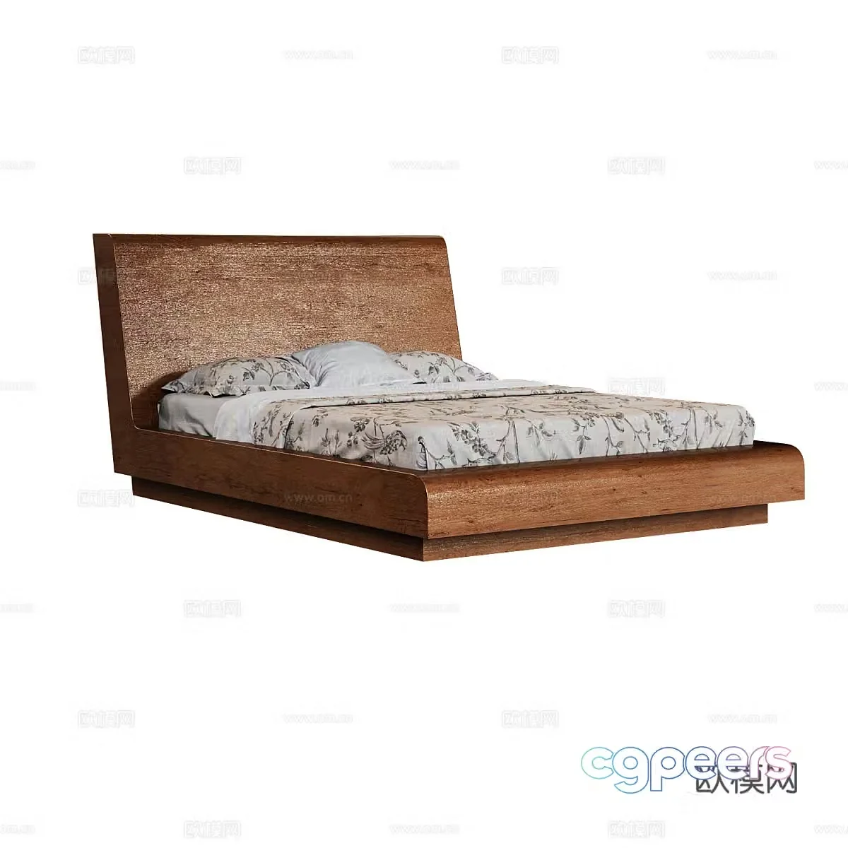 Log double bed 3d model