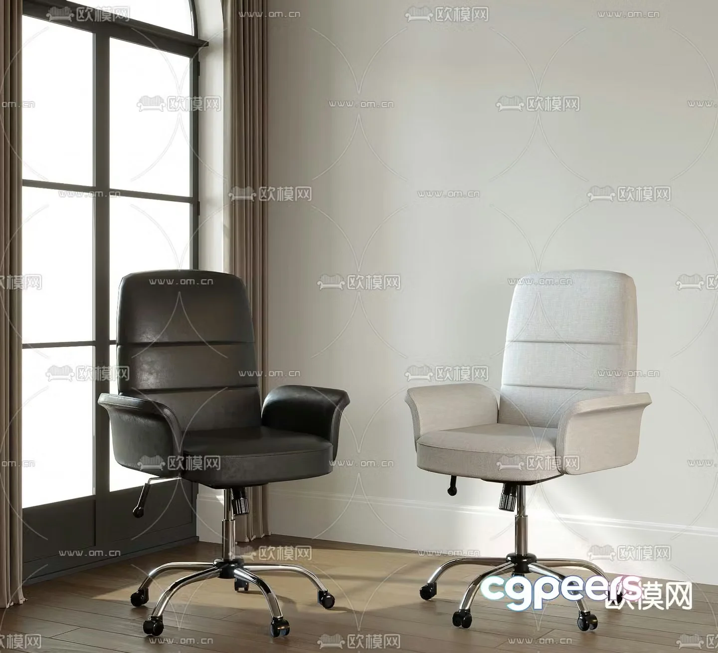 Leather office chair staff chair 3d model