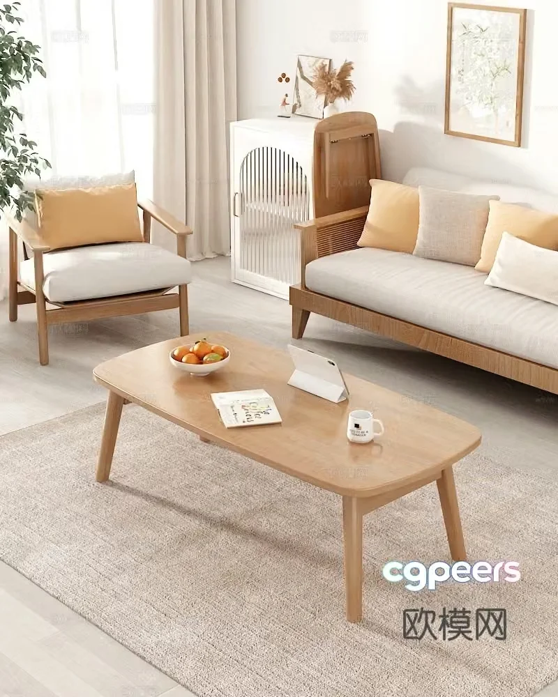 Nordic coffee table shelf 3D model